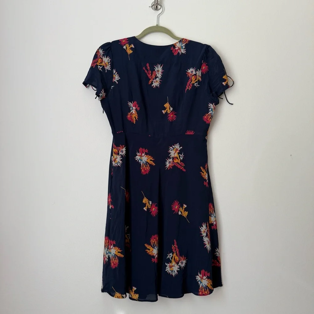 Madewell Silk Poppy Dress in Cactus Flower Navy Floral Fit and Flare Mini - Picture 6 of 16